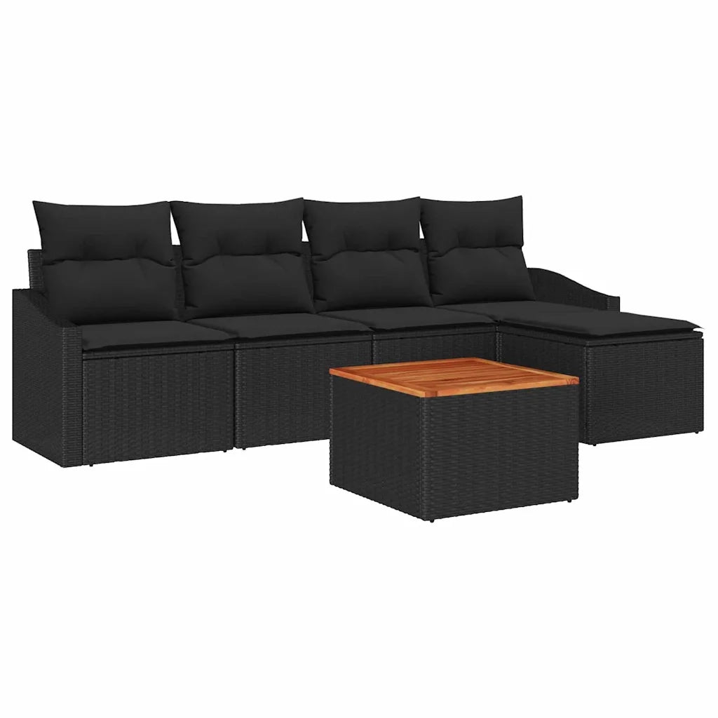 Set Divano da Giardino con archiviazione 6 pcs Nero polyrattan 3356490