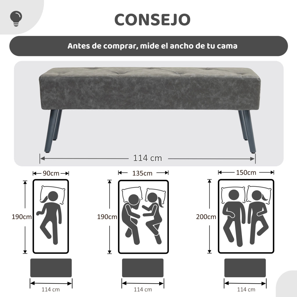Pouf per letto ¨C Minimal ¨C 114x38x42 cm grigio