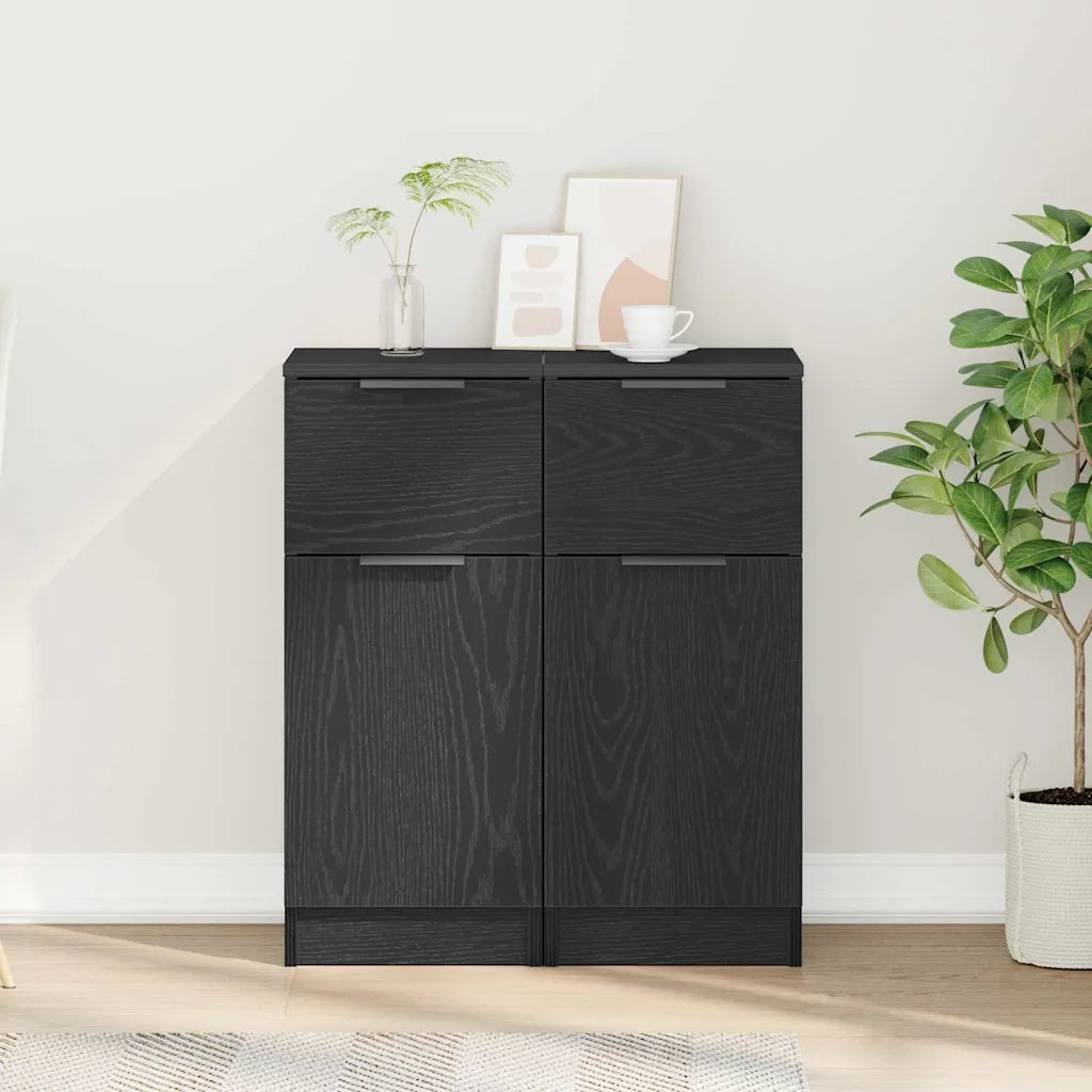 Credenza 2 pcs Rovere Nero 30 x 30 x 70 cm Legno multistrato 862773