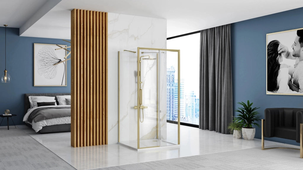 Cabina Doccia A Parete Rea Rapid Slide Brush Gold 110x100