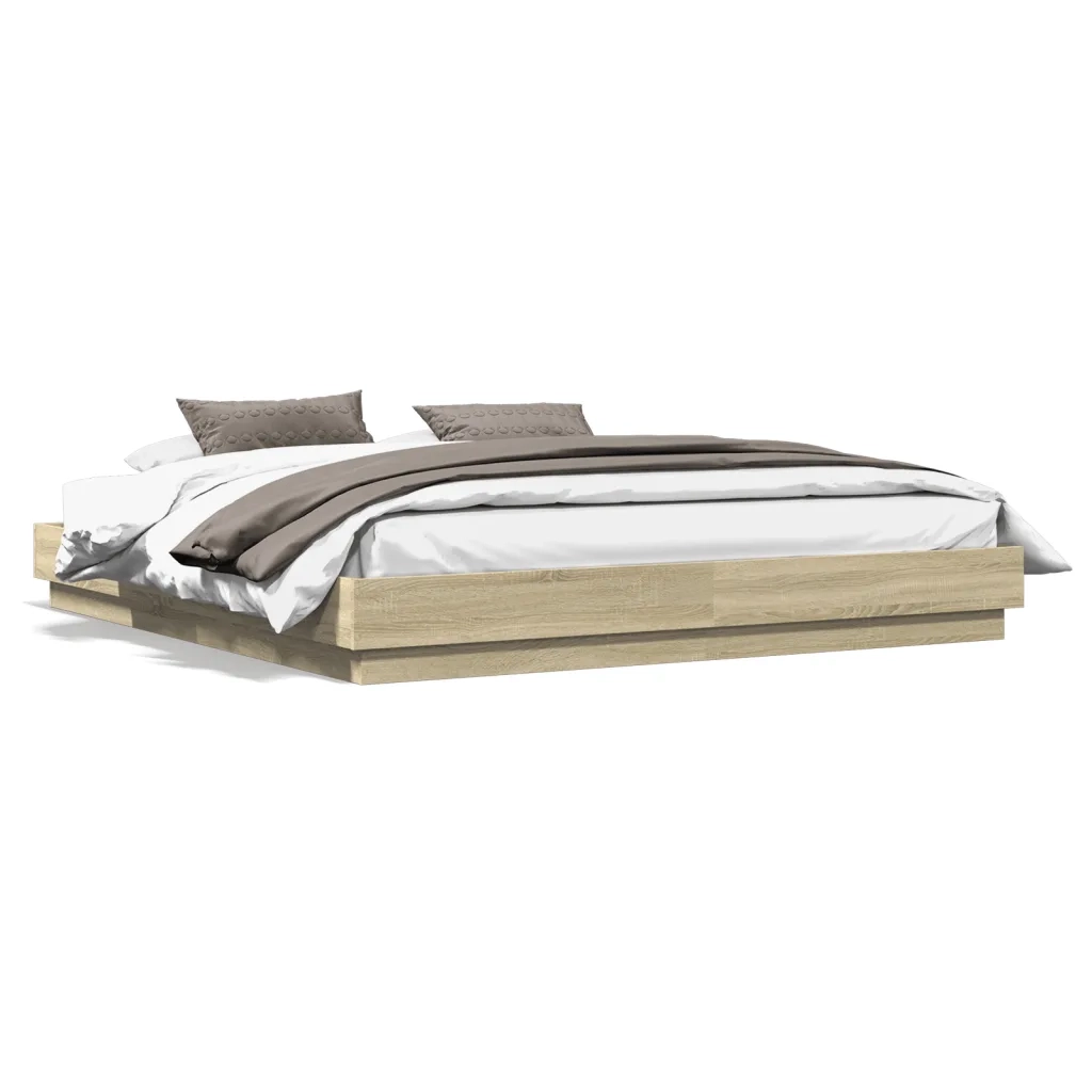 Giroletto con Luci LED Rovere Sonoma 200x200 cm