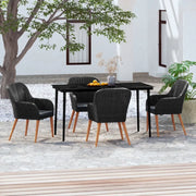 Set da Pranzo da Giardino 5 pz con Cuscini Nero 3099519