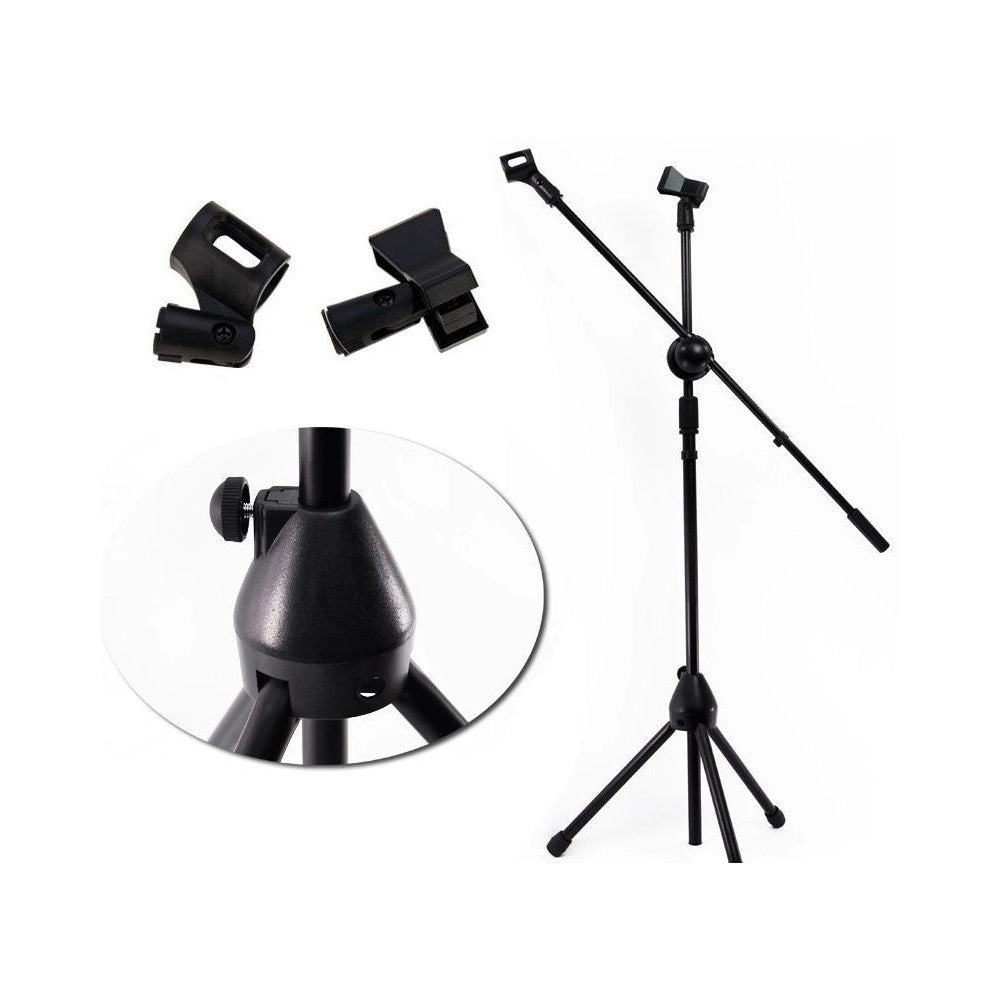 Trade Shop - Asta Supporto Per Microfono Professionale Con Pinza Innesto Treppiedi Regolabile -