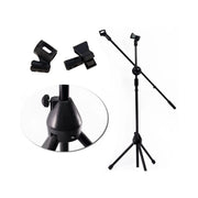 Trade Shop - Asta Supporto Per Microfono Professionale Con Pinza Innesto Treppiedi Regolabile -