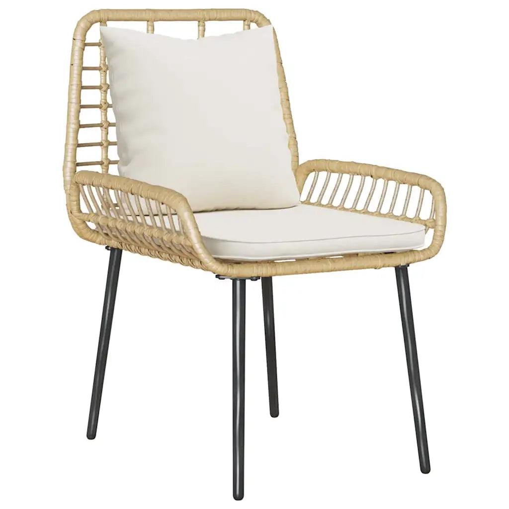 Set da Pranzo per Giardino 3 pcs Marrone e Crema polyrattan 42010359