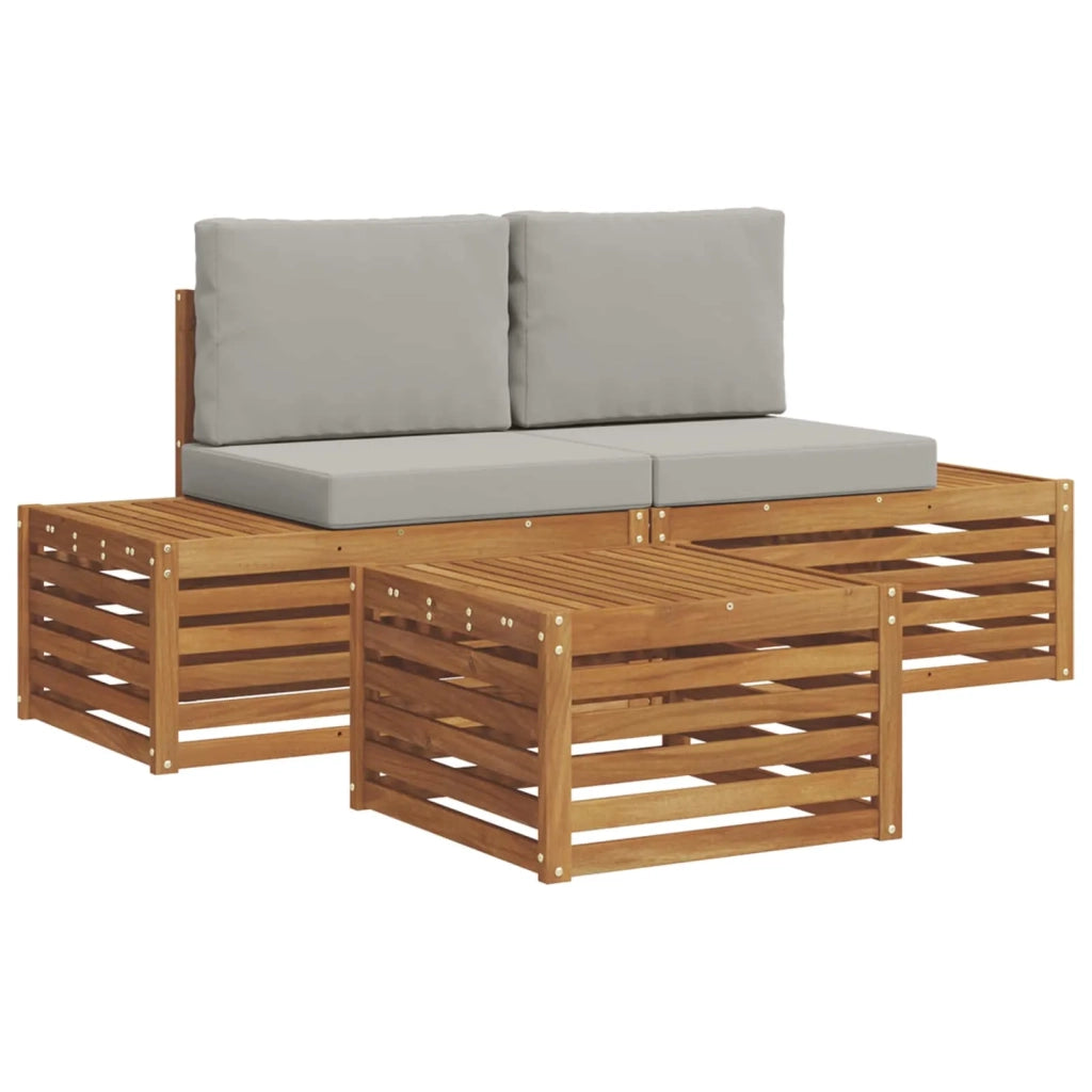 Set di divani da esterno 3 Pezzo Grigio Naturale e Chiaro 3375436