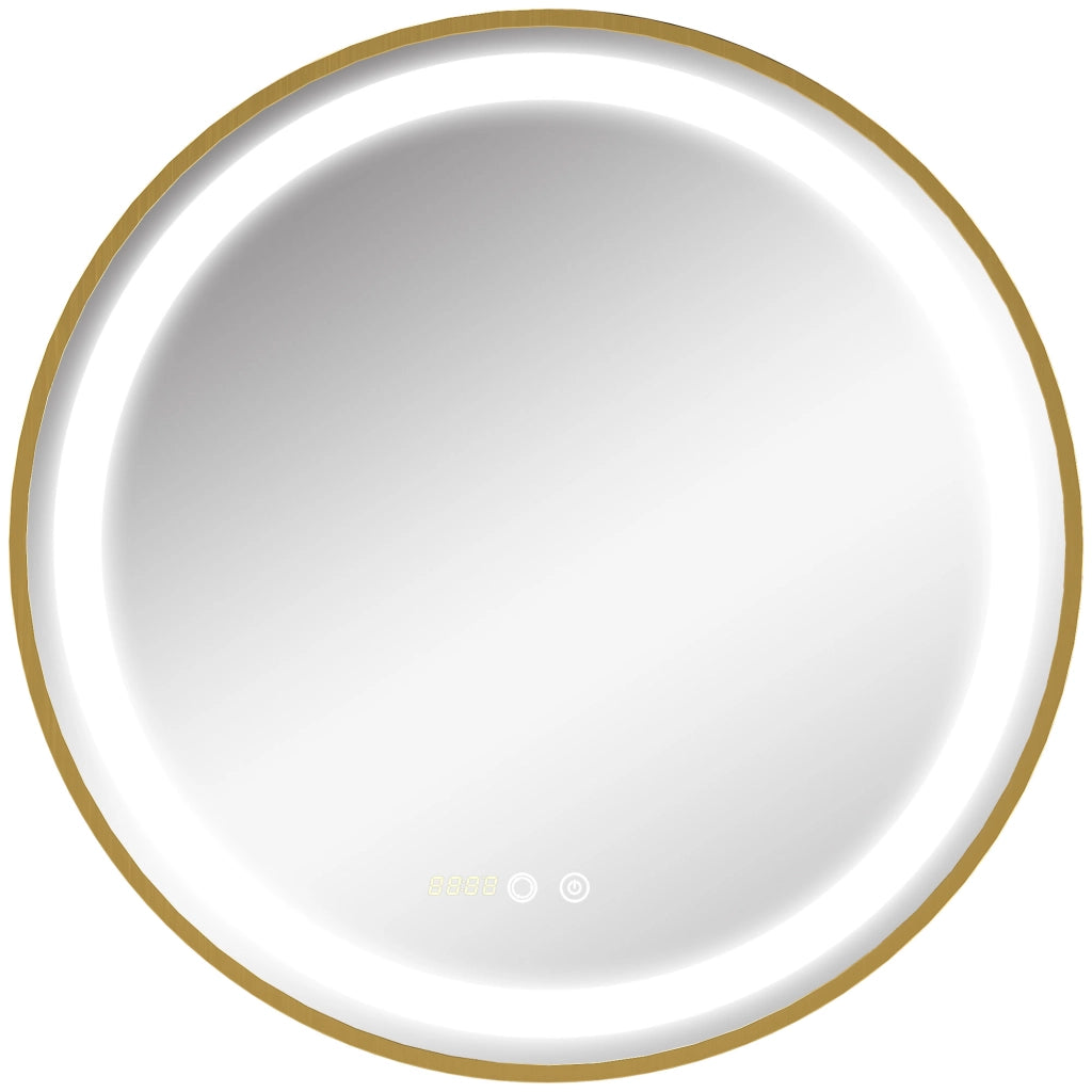 Specchio Bagno con Luce LED Regolabile ¨C Minimal ¨C Dorato ?60x4 cm