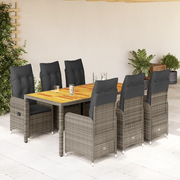 Set Bistrò da Giardino 7 pz con Cuscini in Polyrattan Grigio 3277025