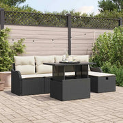 Set Divano da Giardino con cuscino 6 pcs Nero Poly Rattan 3359704