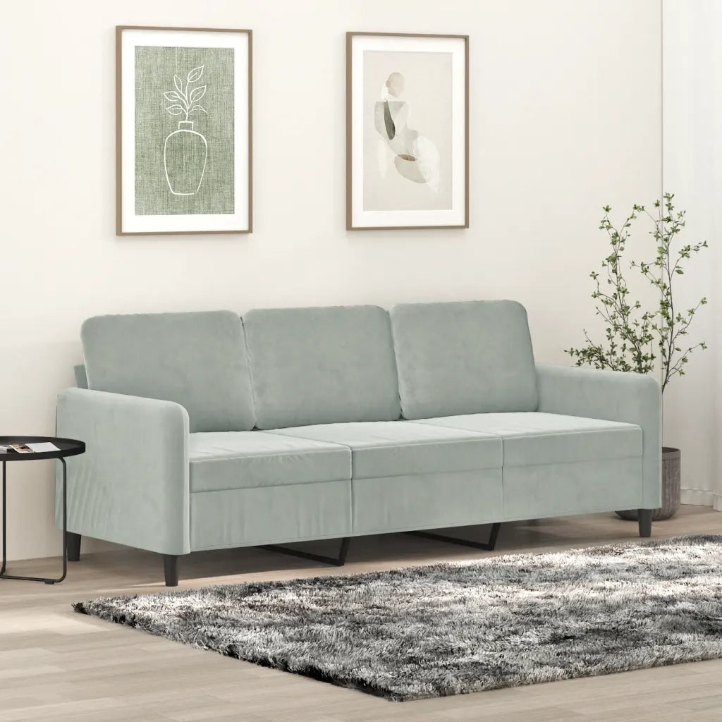 Divano a 3 Posti-Sofa 3 Posti Grigio Chiaro 180 cm in Velluto 286656