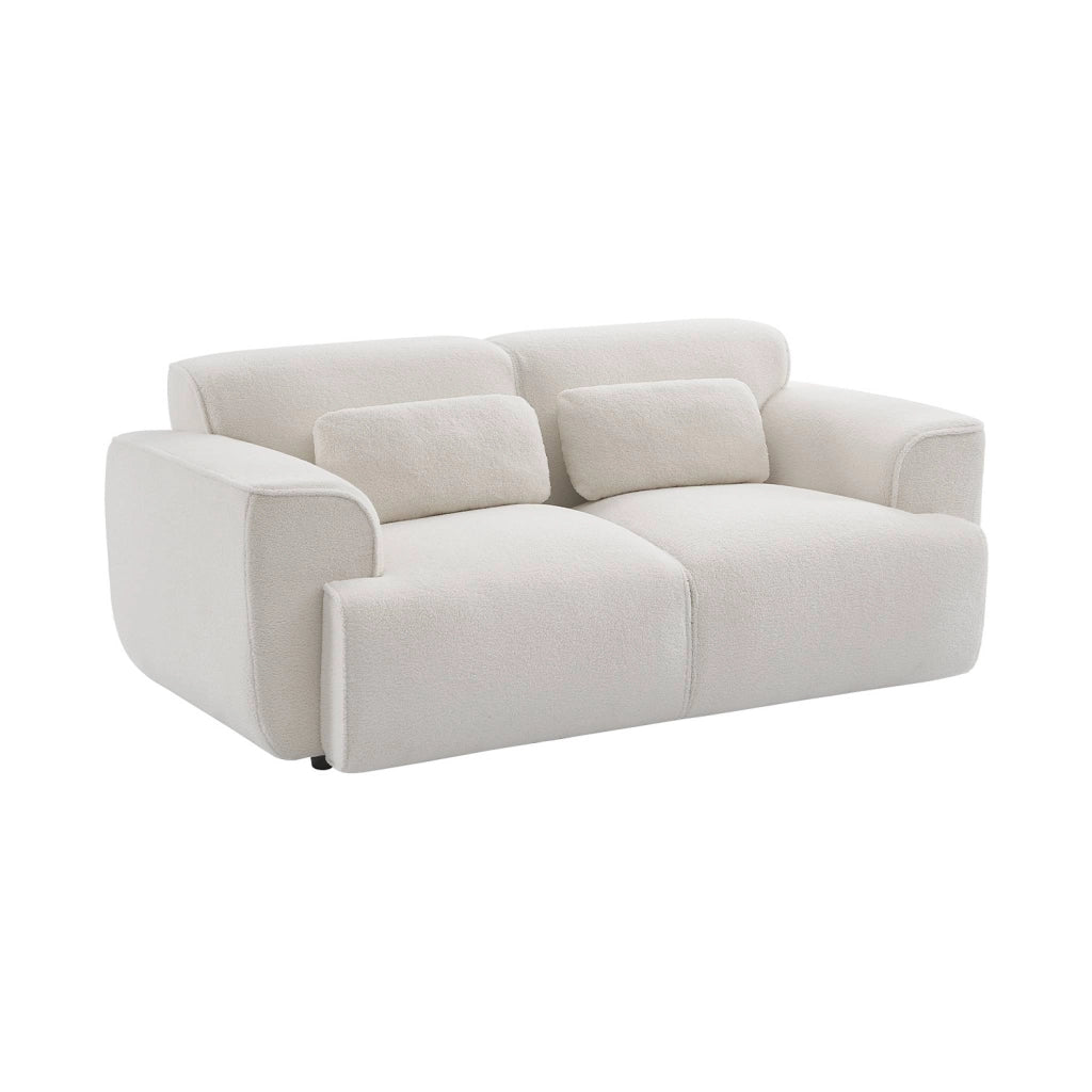 Divano in tessuto bouclé, 2 posti, crema
