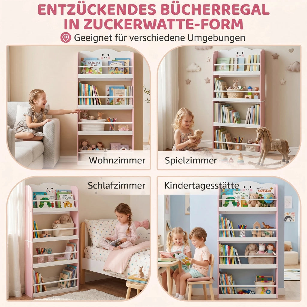 Libreria per bambini a 4 ripiani ¨C Xylo ¨C rosa 80x30x19