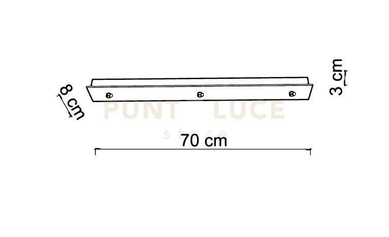 BASE-3RE N base rettangolare 3 luci nero opaco l.70cm