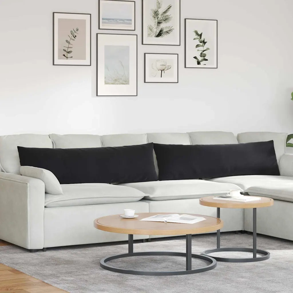 Cuscini da Divano 2 pz-Set di 2 Cuscini per Sofa Nero 145 x 40 cm Tessuto in Cords