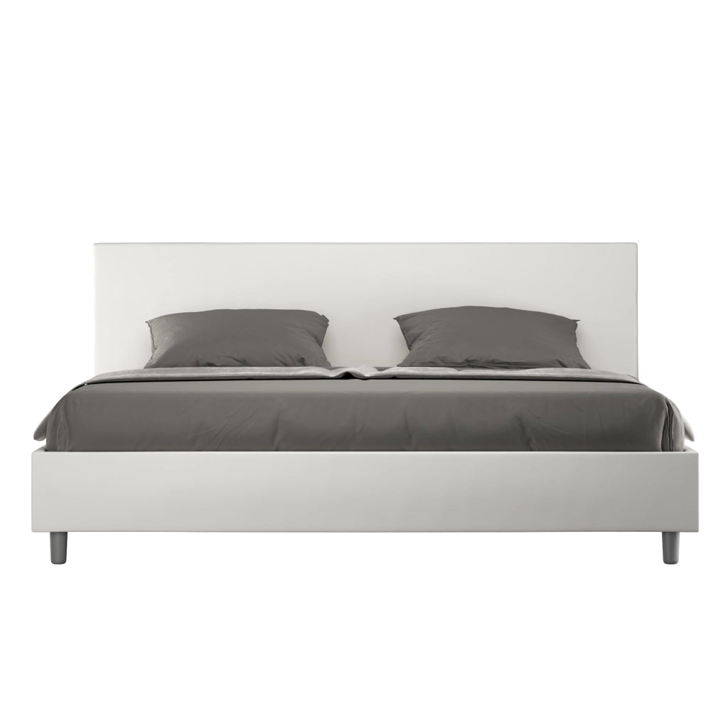BS COM Letto senza rete imbottito 180x210 similpelle bianco