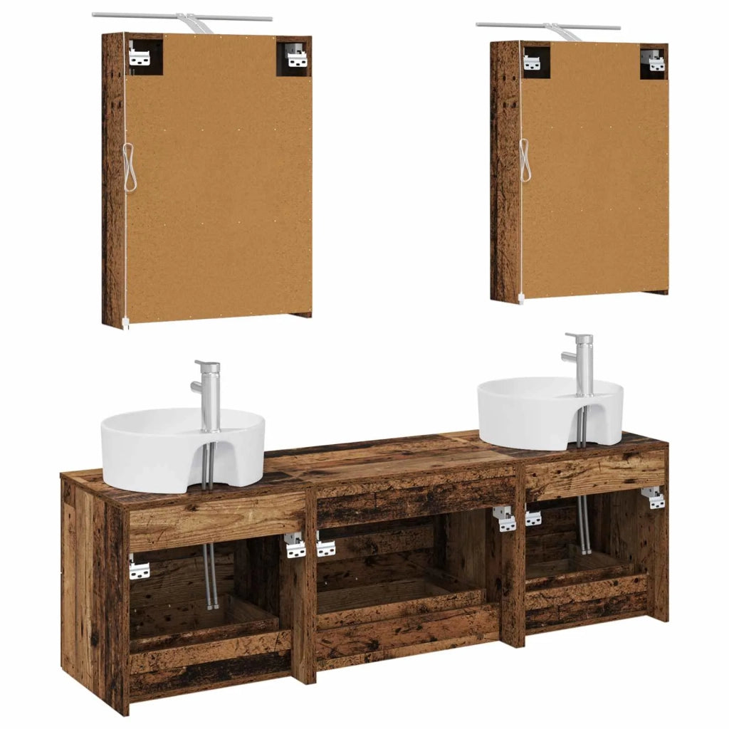 Set di mobili per il bagno 5 pz Legno antico 3406877