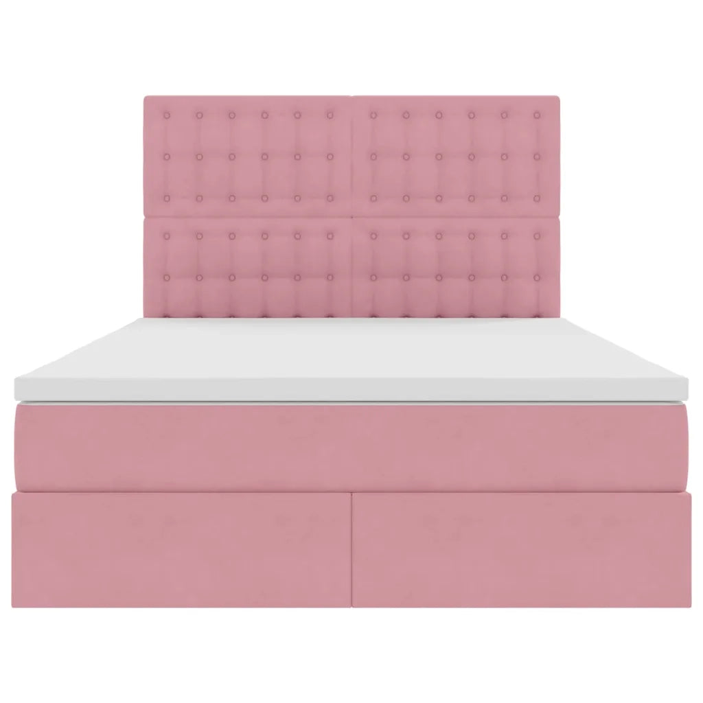 Letto con contenitore e materasso Rosa 140 x 200 cm Velluto