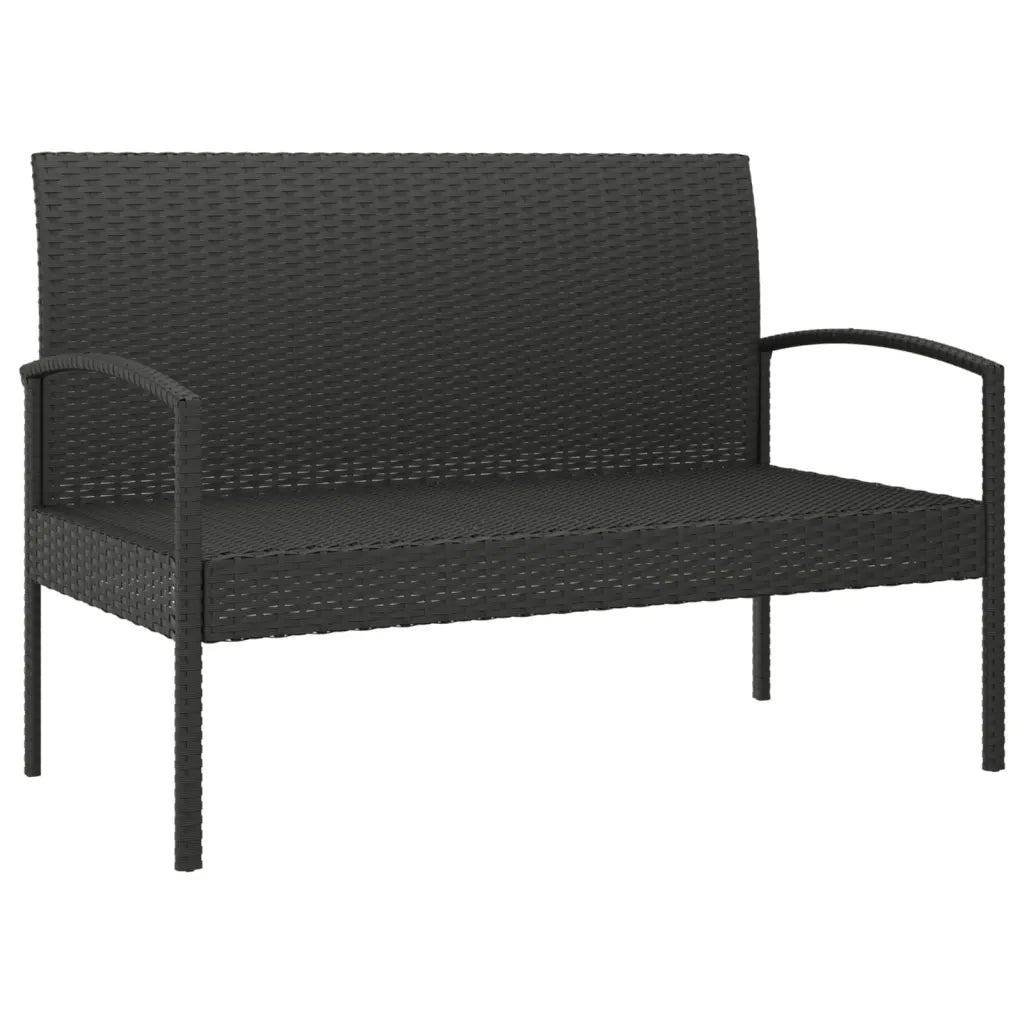 Panca da Giardino con Cuscino Nera 105 cm in Polyrattan 362168