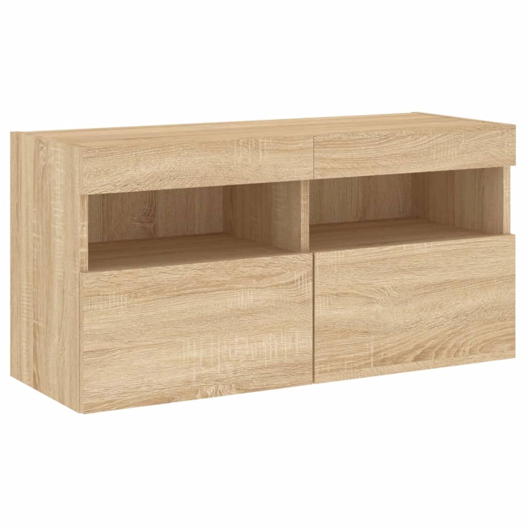 Mobile TV multimediale mensola TV credenza mobile TV sala da pranzo soggiorno camera da letto con illuminazione a LED 4 pezzi legno ingegnerizzato rovere Sonoma marrone 02_0029364