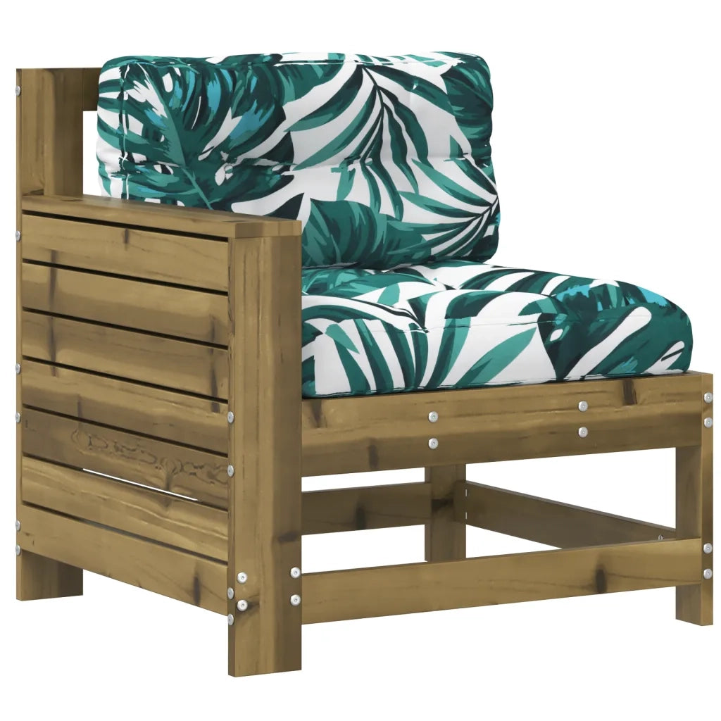 Divano da Giardino Senza Braccioli con Cuscini-Sofa da Giardino-Divano da esterno Impregnato Pino 281441