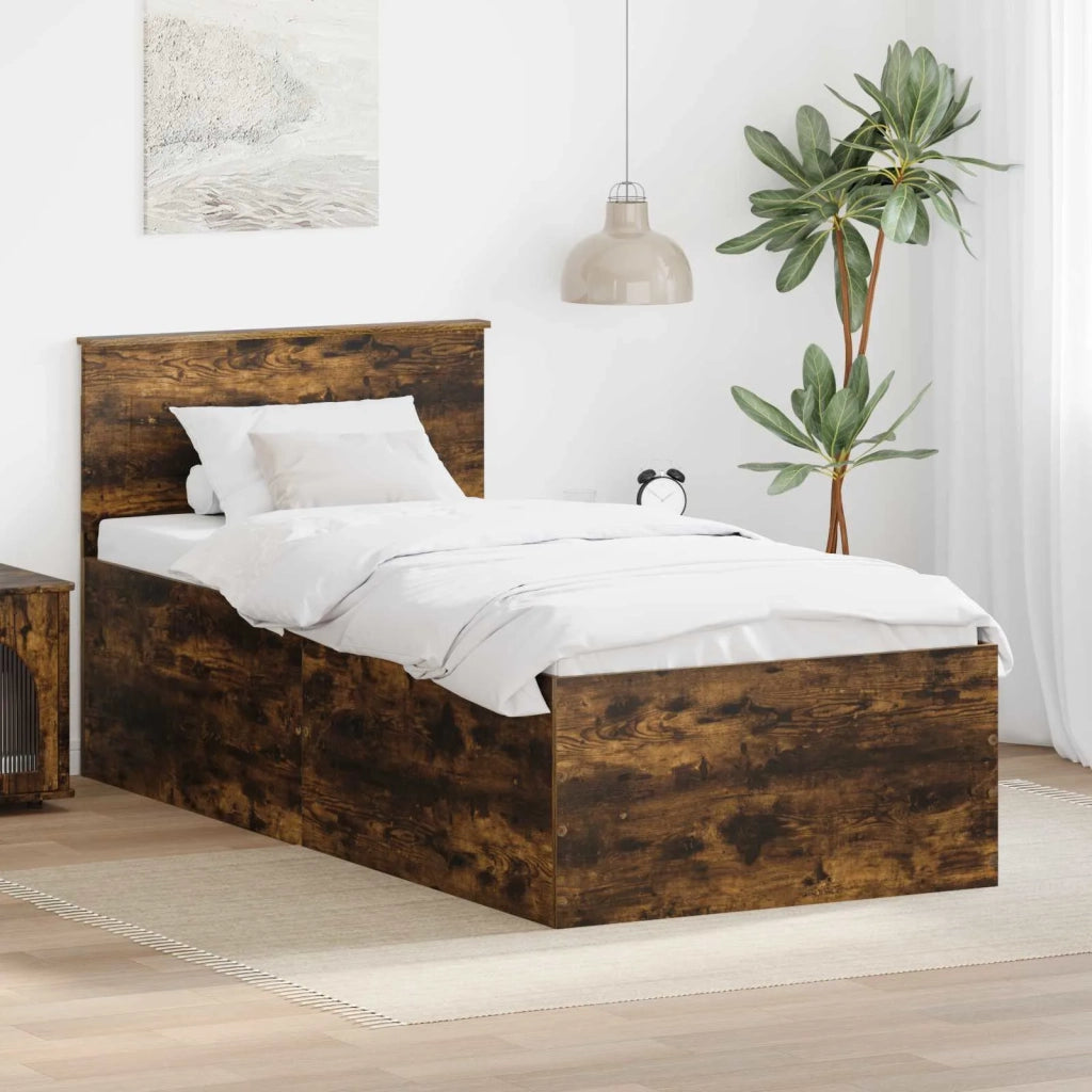 Letto singolo | Letto per adulti | Struttura del letto Rovere fum¨¦ 75 x 190 cm Legno multistrato