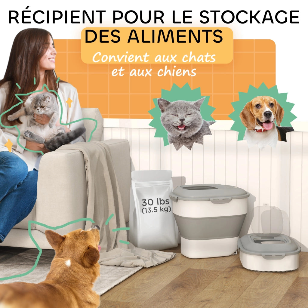 Contenitore per crocchette cane ¨C zephmum ¨C grigio 44x32x37 cm