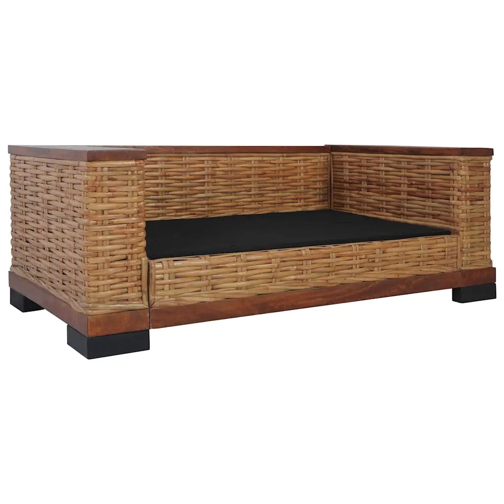 Divano a 2 Posti con Cuscini Marrone in Rattan Naturale 283079
