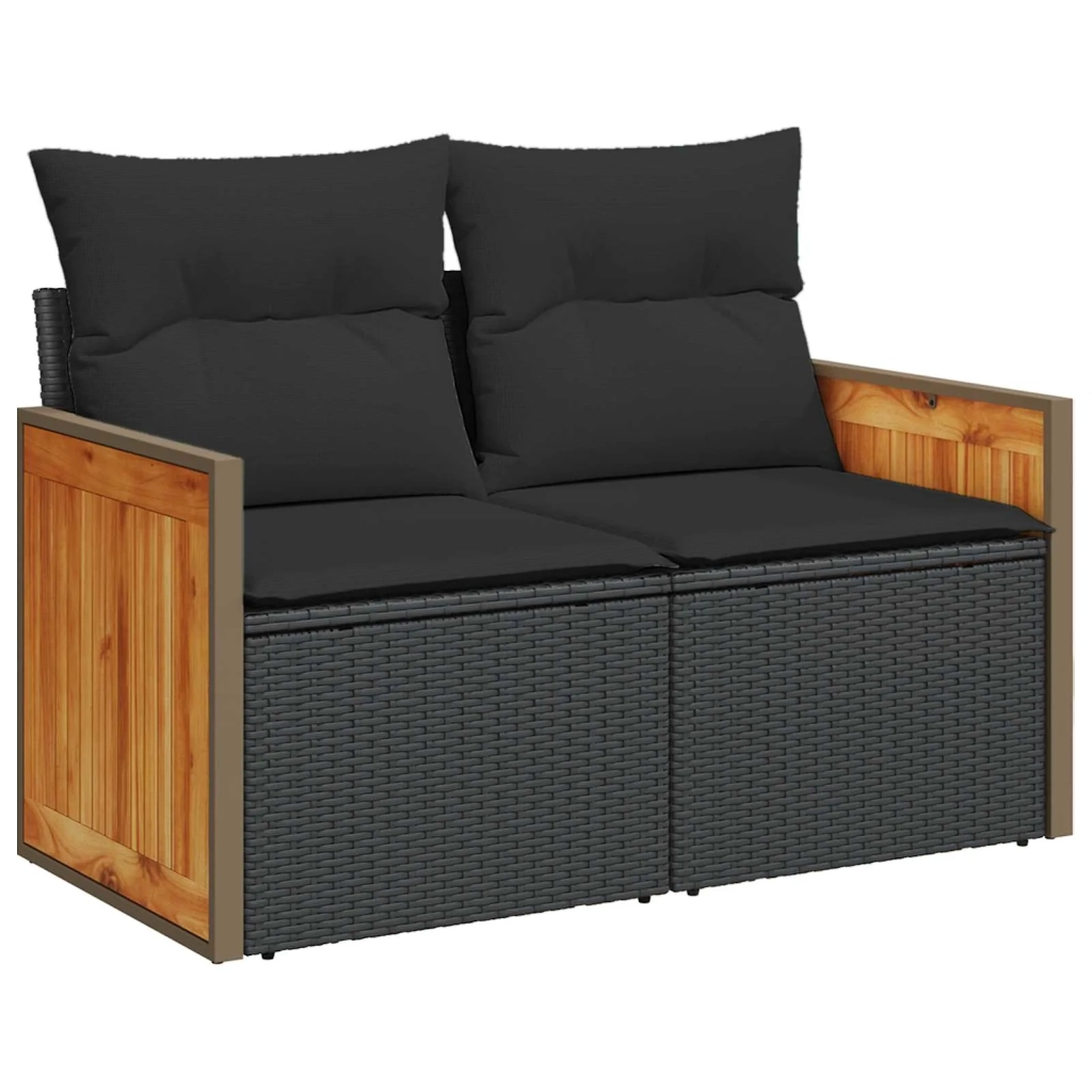 Set Divano da Giardino con cuscino 13 pcs Nero