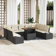 Set da Pranzo per Giardino con cuscino 10 pcs Nero e Crema