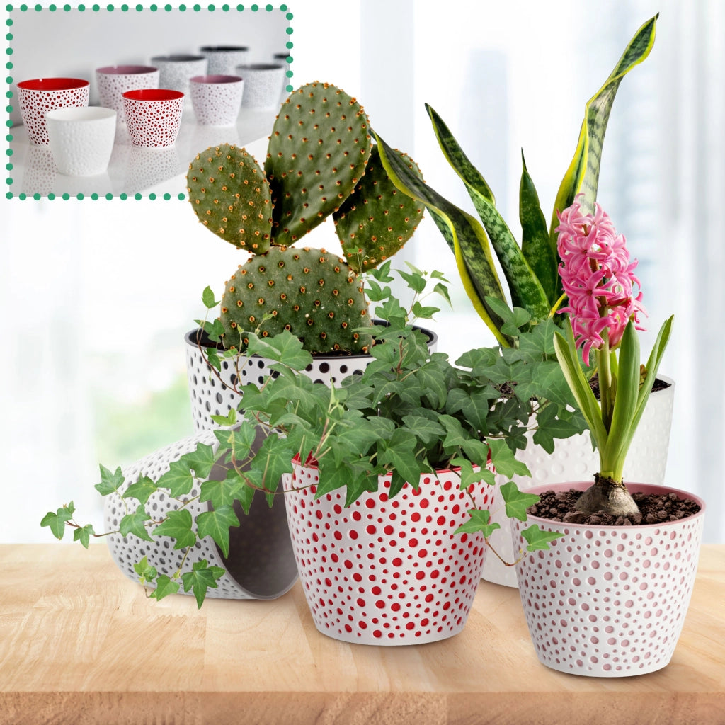 Vaso da fiori KADAX rotondo in plastica, 21 cm, rosso