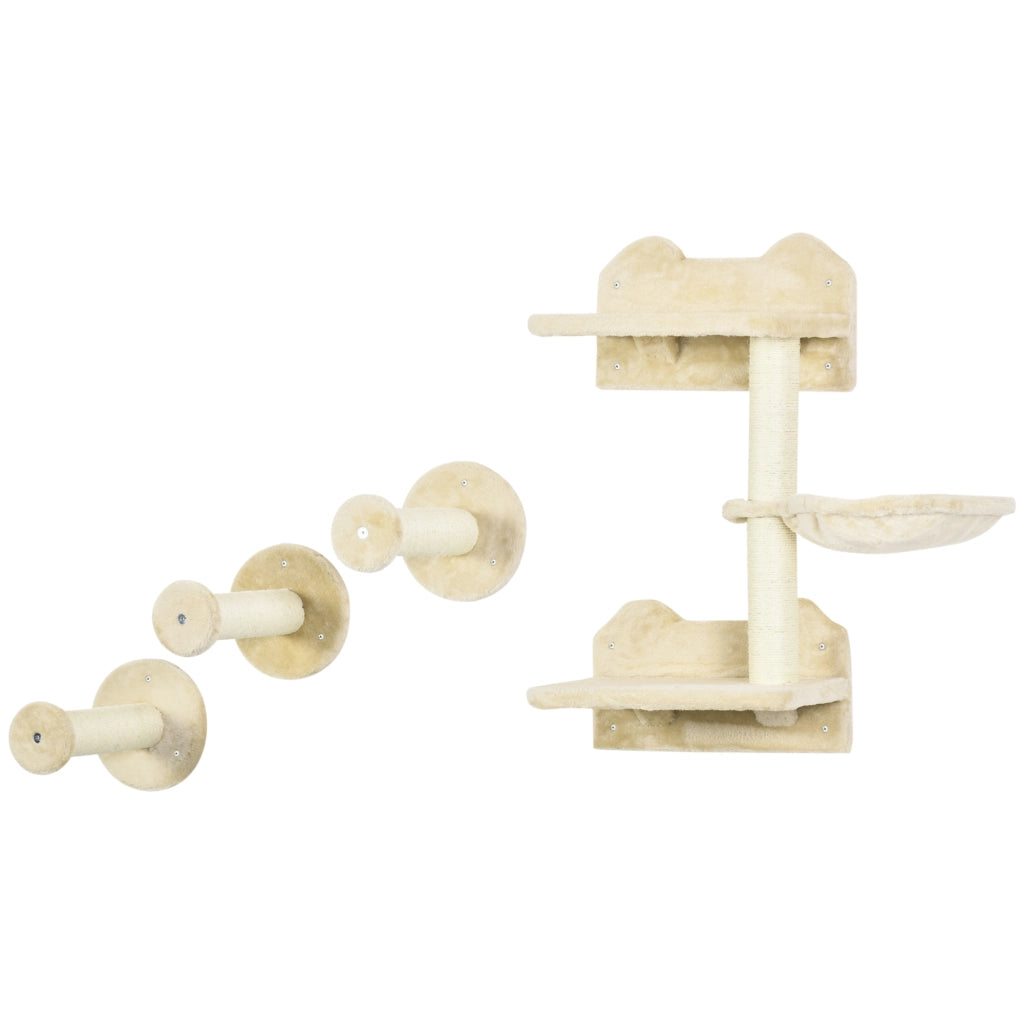 Casa per gatti con scala e amaca ¨C Minimal ¨C beige e cremewei? 40x28x73 cm