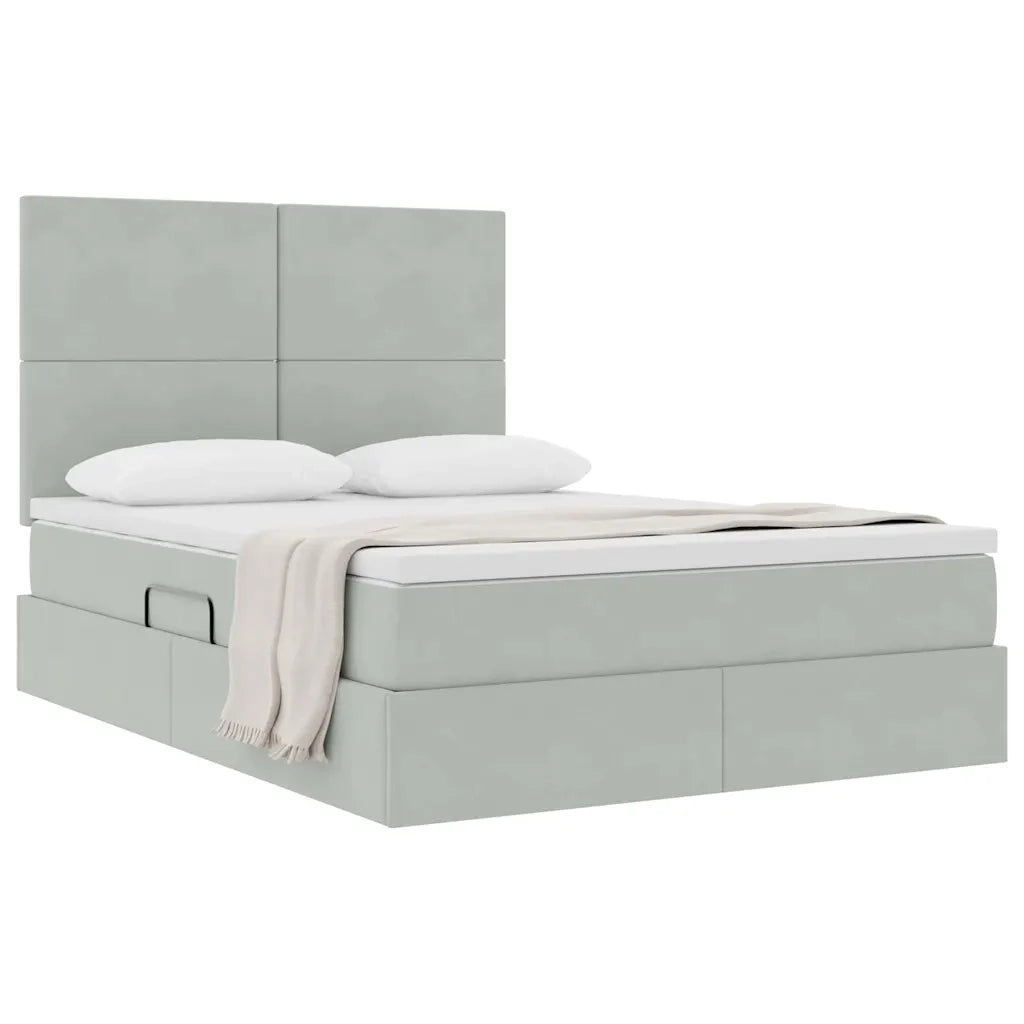 Letto con contenitore e materasso Grigio chiaro 140 x 200 cm 3371973