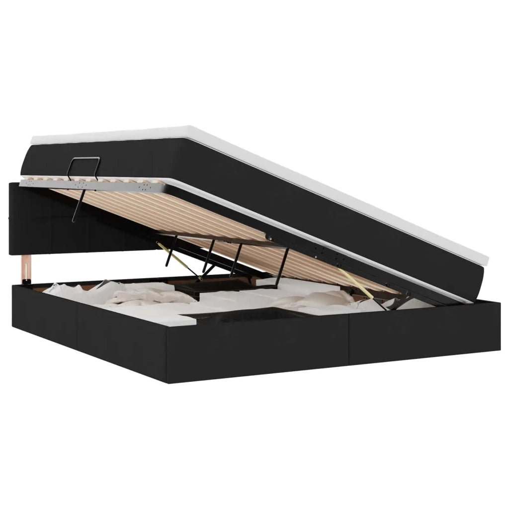 Letto con contenitore e materasso Nero 160 x 200 cm