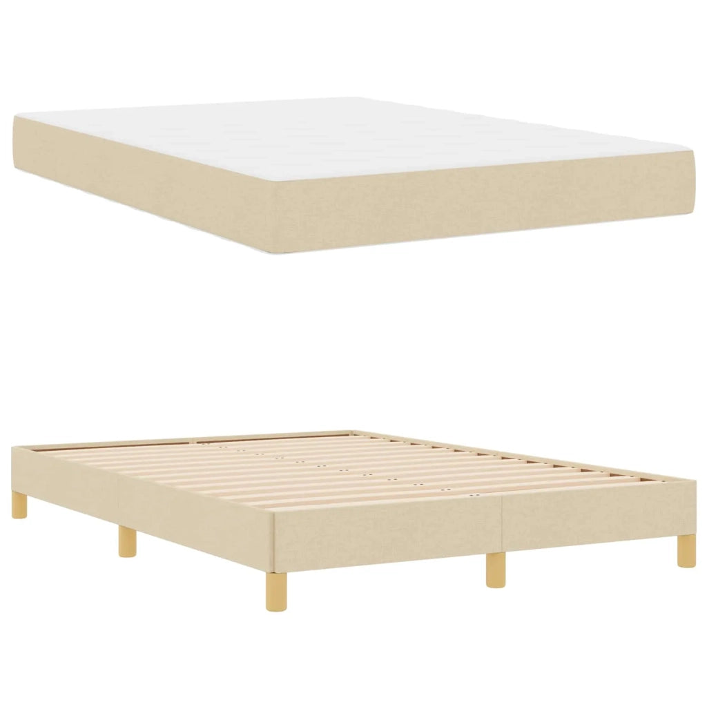 Letto a molle con materasso Crema 140 x 200 cm Tessuto