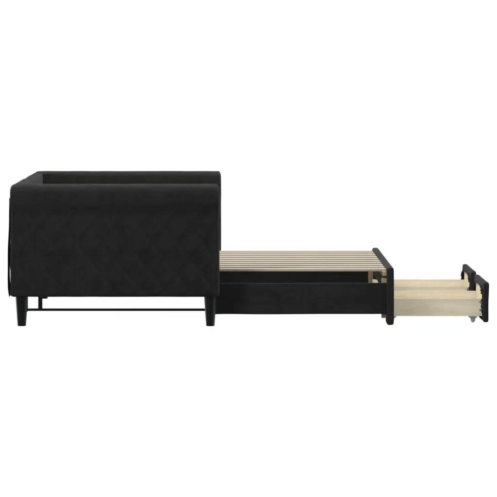 Divano Letto Estraibile con Cassetti Nero 90x190 cm in Velluto 3197834