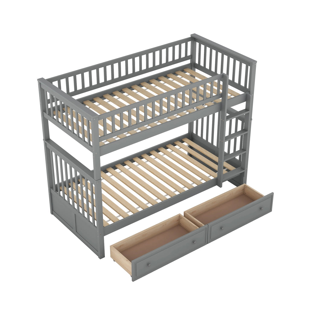 Letto a Castello con Cassetti Cabrio ¨C MINIMAL ¨C Grigio 90x200