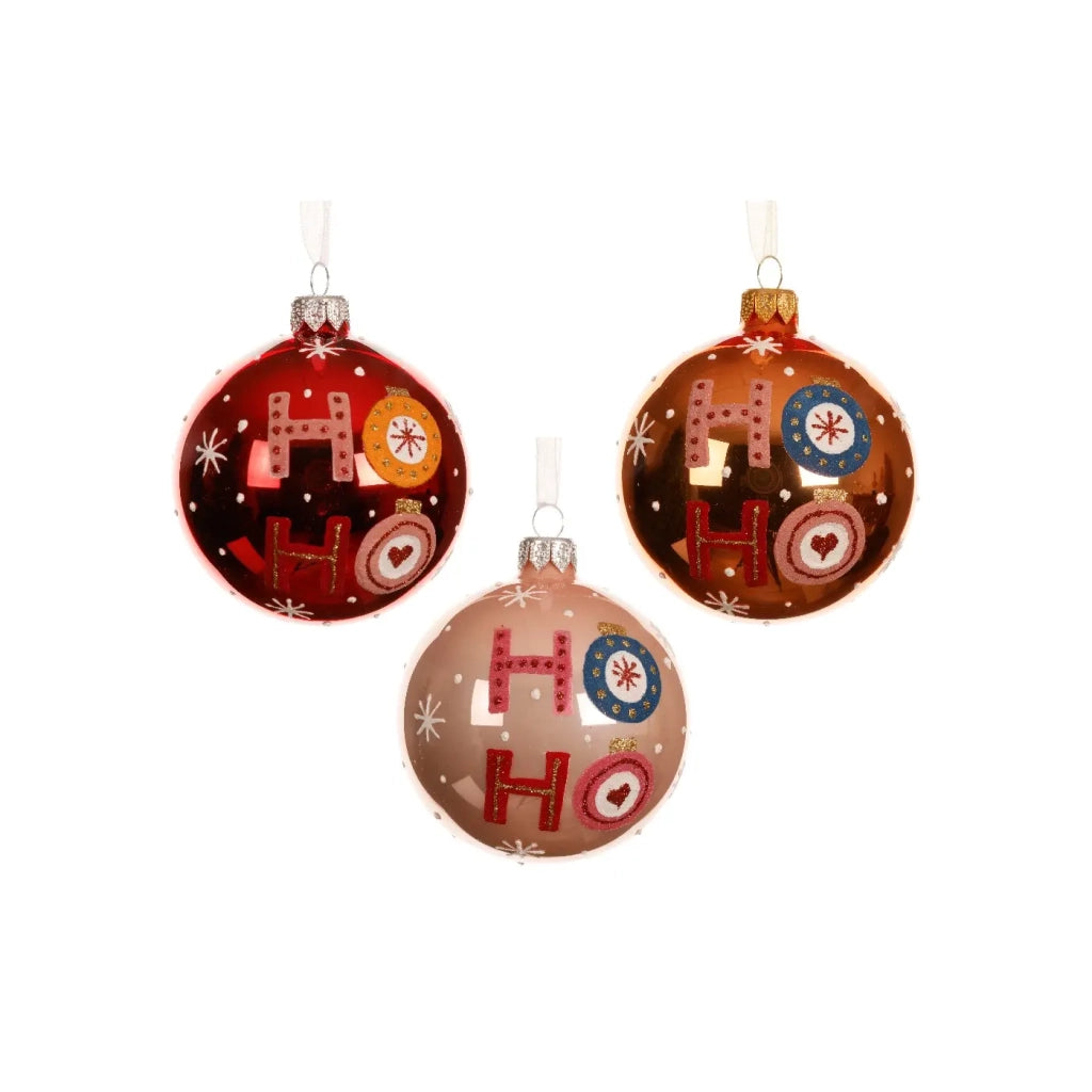 Pallina Vt opaca Ho-Ho-Ho d8cm ass