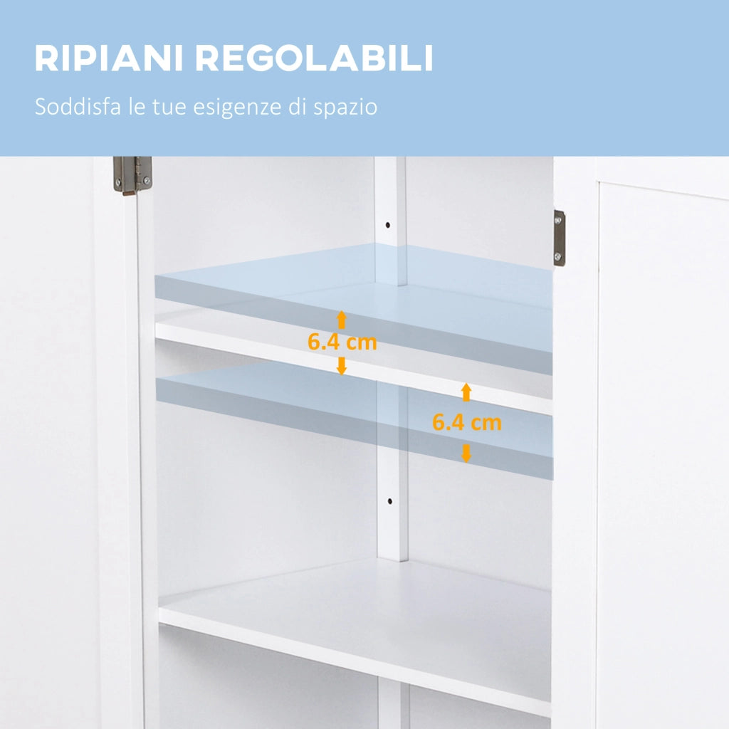 Mobiletto da Bagno con Ante e Ripiani ¨C Minimal ¨C Bianco MDF 60x30x80 cm