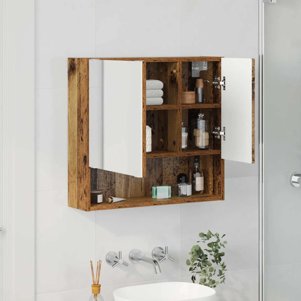 Mobiletto per specchio con porta Legno vecchio 59 x 17 x 55 cm 883372