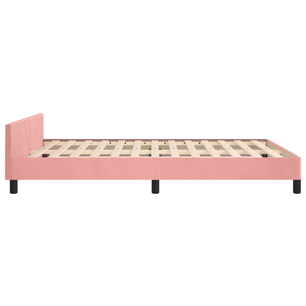 Giroletto con Testiera senza Materasso Rosa 140x200 cm Velluto 347578