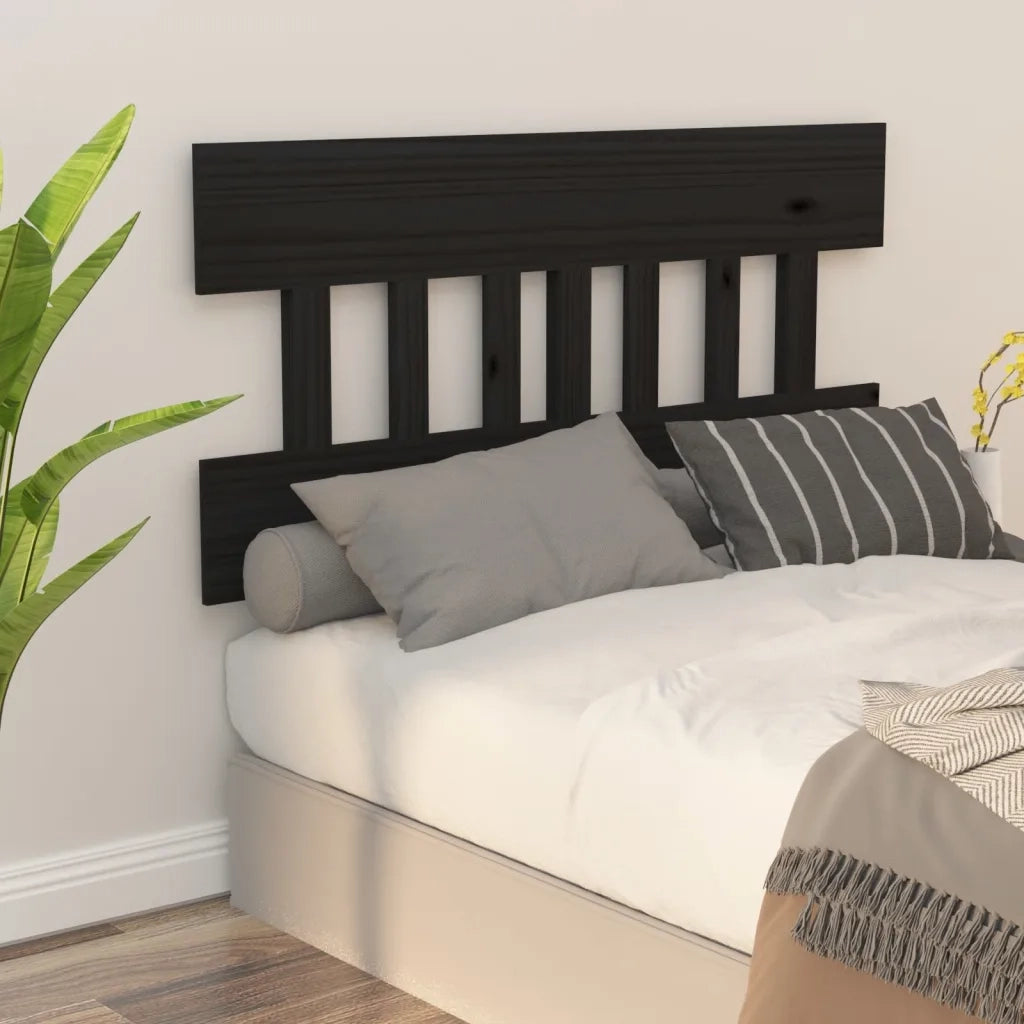 Testiera | Testata per Letto Nera 203,5x3x81 cm in Legno Massello di Pino