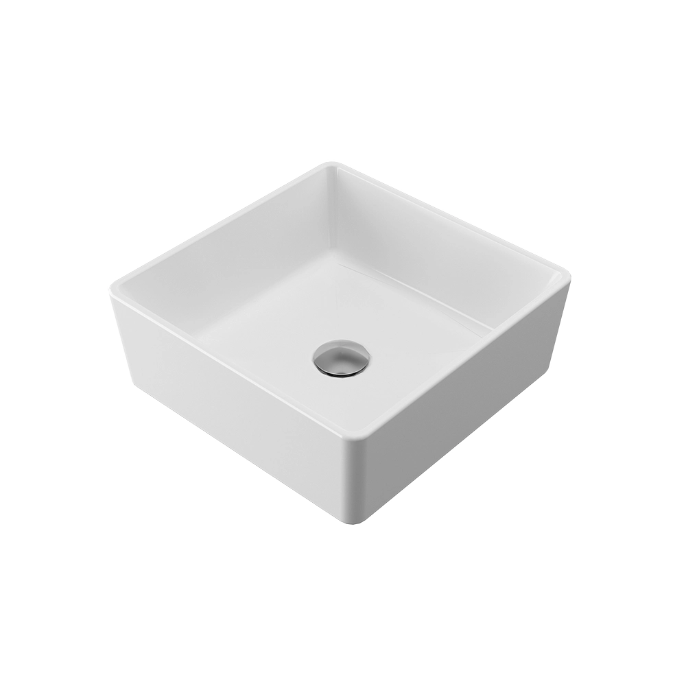 Lavabo da appoggio quadrato 39,5x39,5x14 cm Bianco