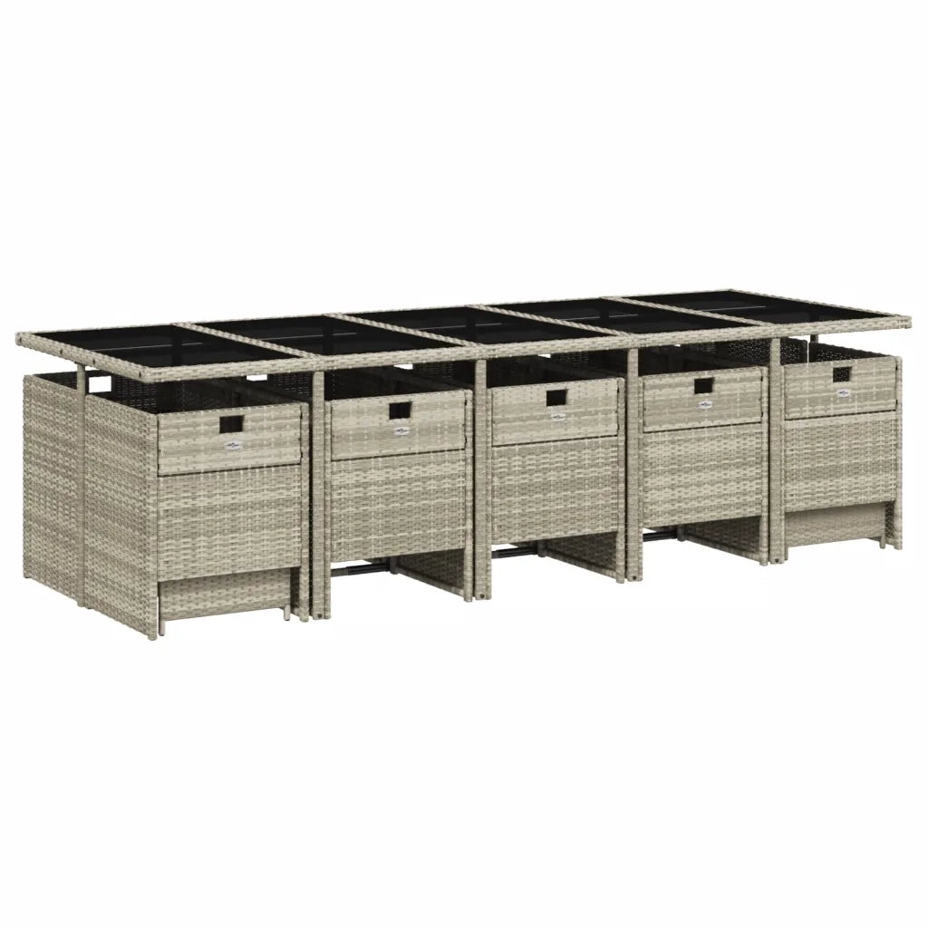 Set da Pranzo da Giardino 15 pz con Cuscini Grigio Polyrattan 3277762