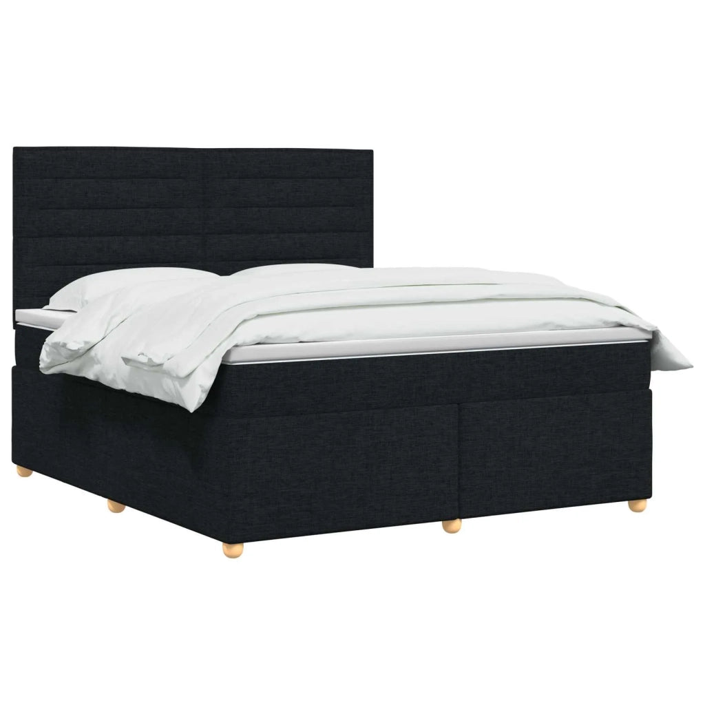 Letto box spring con materasso Nero 180 x 200 cm Tessuto 3453937