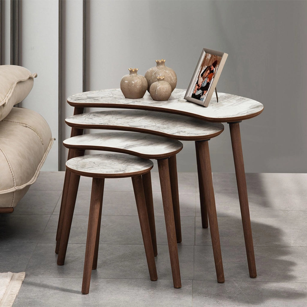 Tavolo nido in legno "Moon" (4 pezzi) 40 x 75 x 55 cm - Bianco