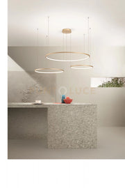 SOSPENSIONE MULTIPLA 3 LED SOEL ORO 3000K MAX 6720LM 113W DIMMERABILE D.60-80-100CM