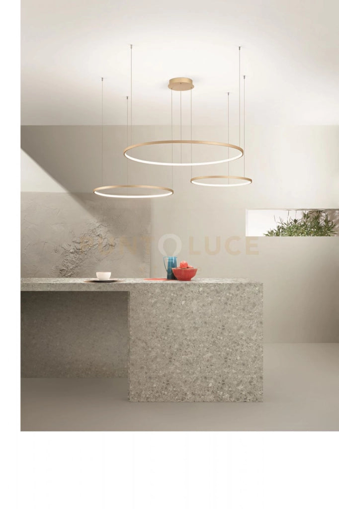 SOSPENSIONE MULTIPLA 3 LED SOEL ORO 3000K MAX 6720LM 113W DIMMERABILE D.60-80-100CM
