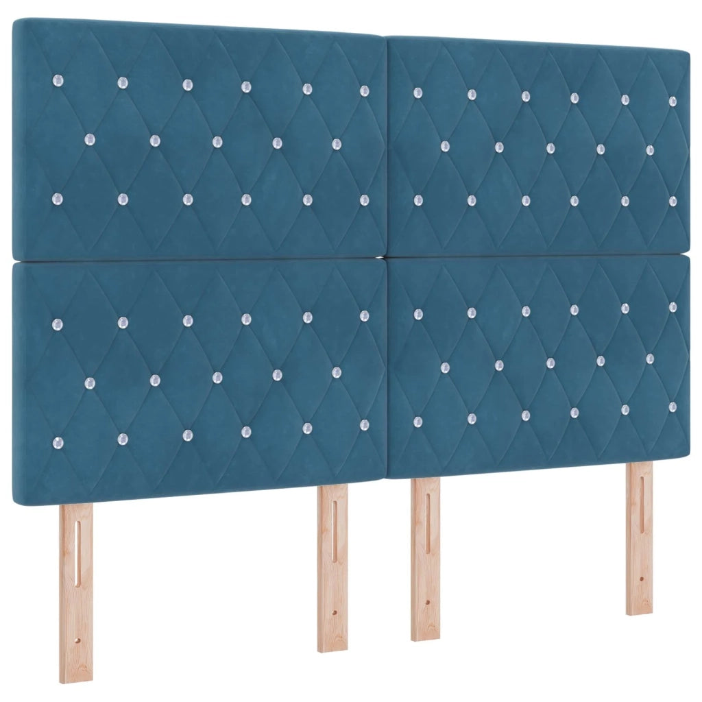 Letto box spring con materasso Blu 140 x 190 cm Velluto 3455100