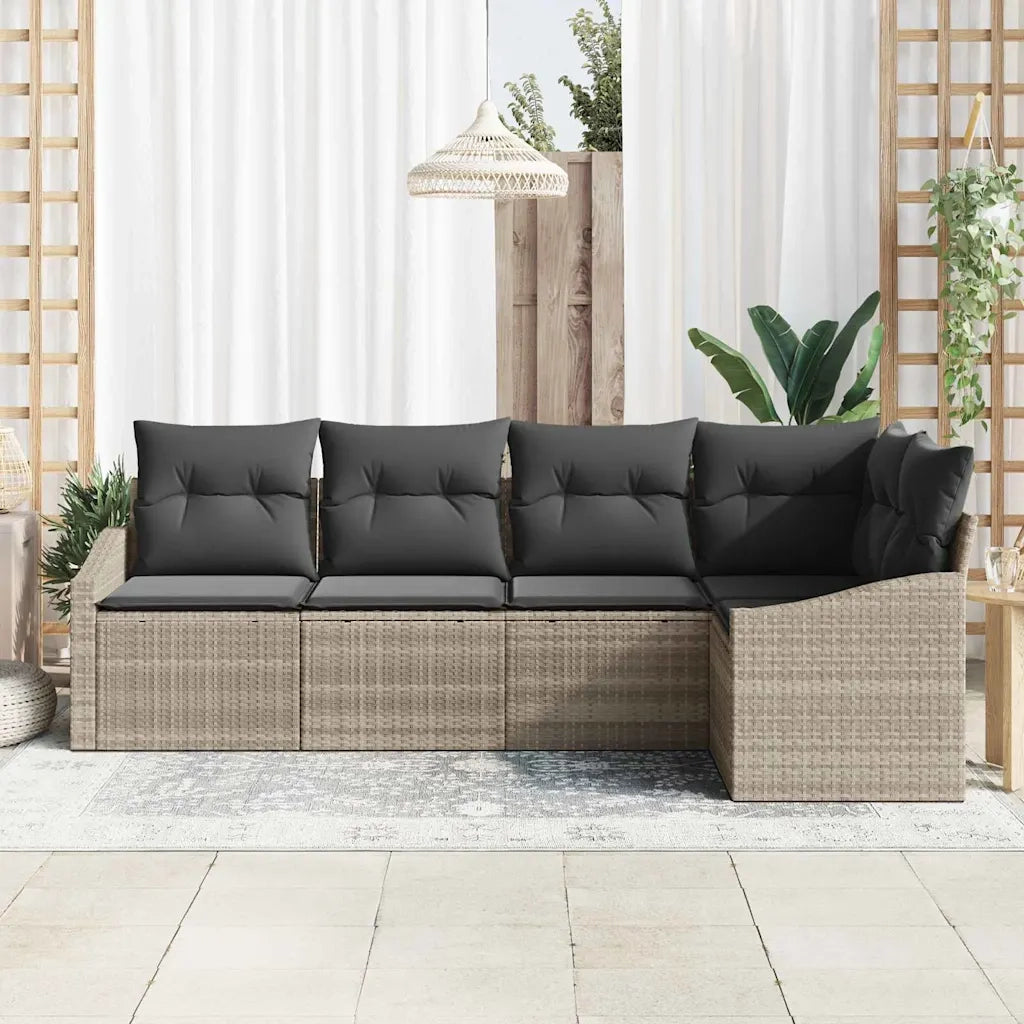 Set di divani con cuscino 5 pcs Grigio chiaro polyrattan 3346722