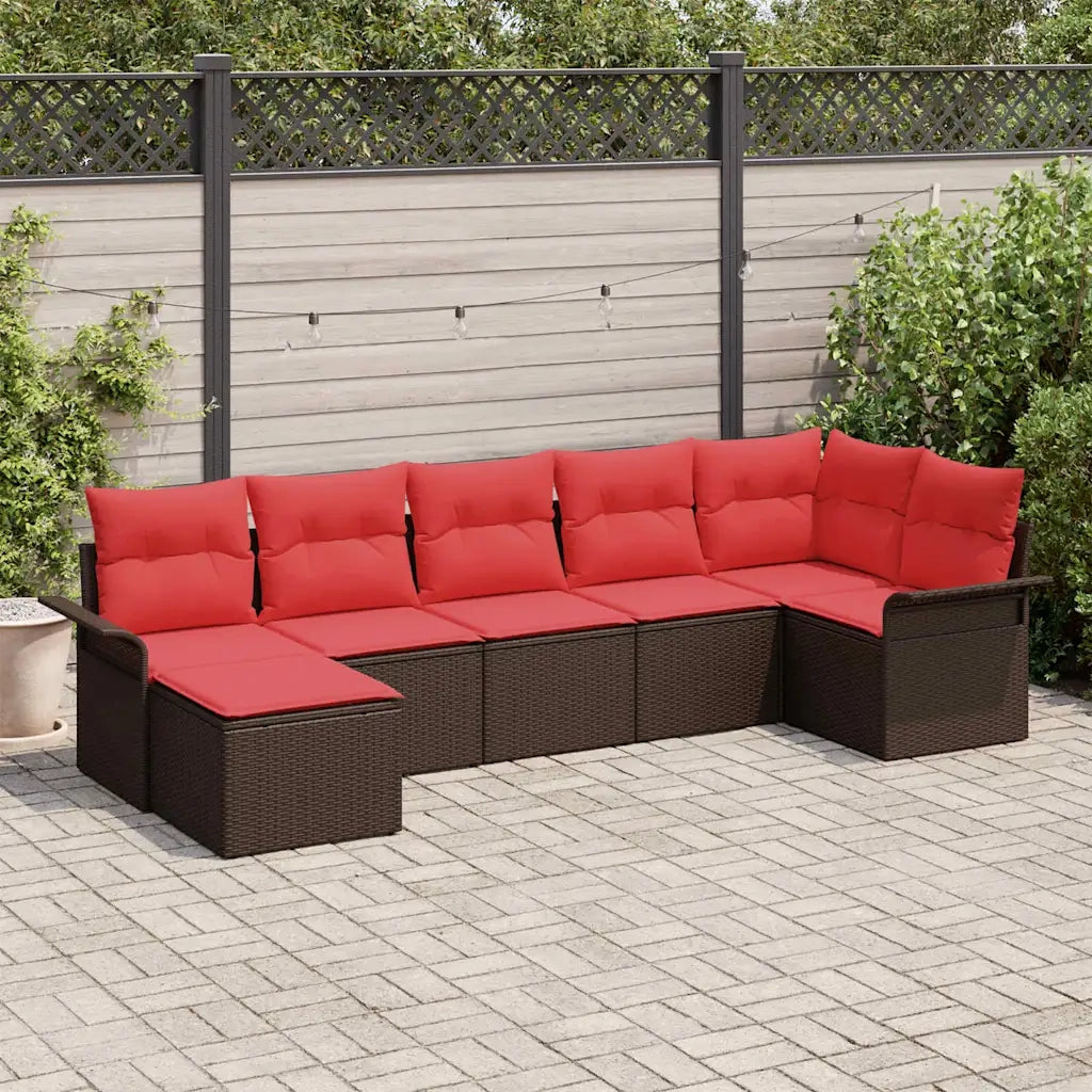 Set Divano da Giardino con cuscino Marrone polyrattan 3345454